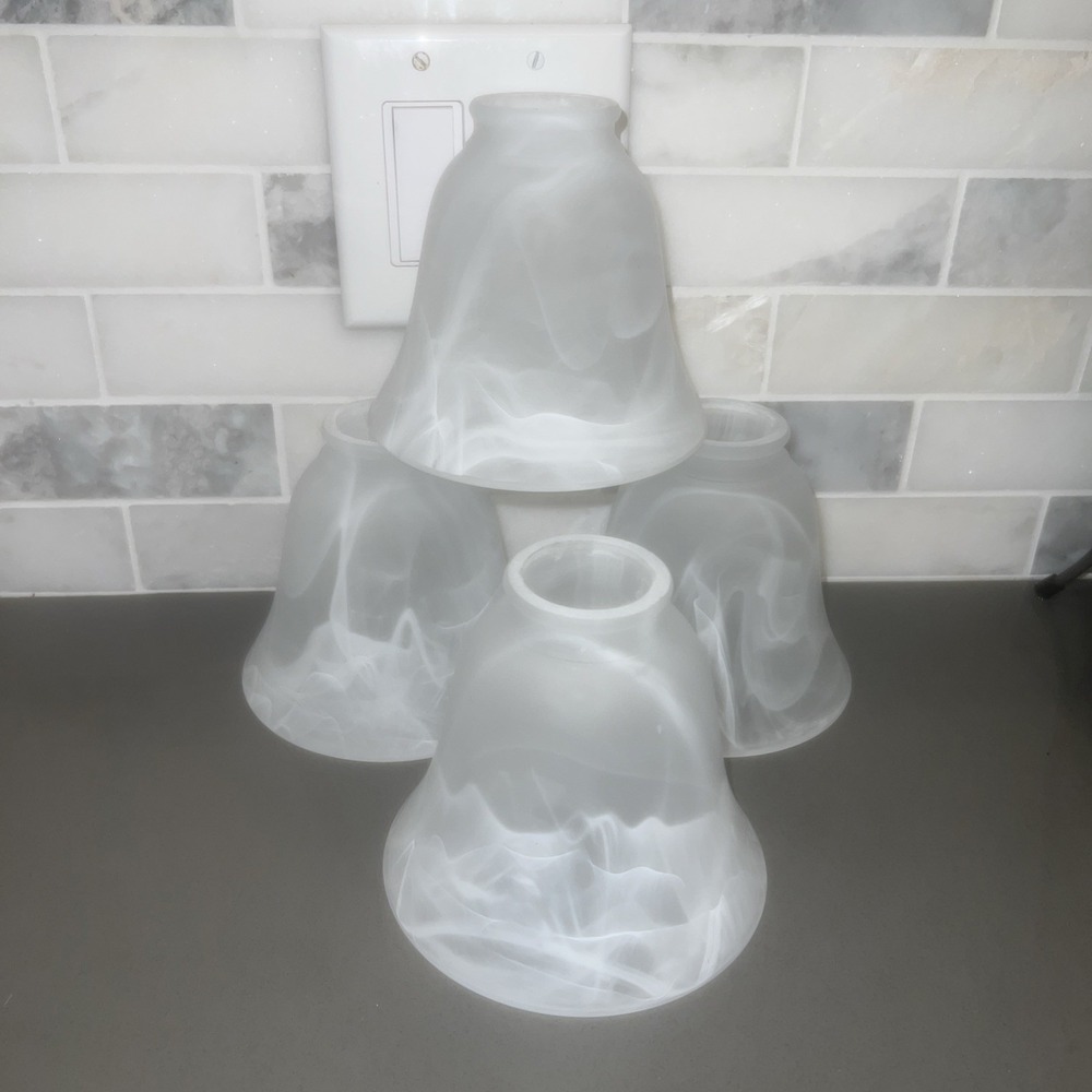 4 Bell Shaped Alabaster Glass Shade Replacement for Ceiling Fan Wall Sconce EUC